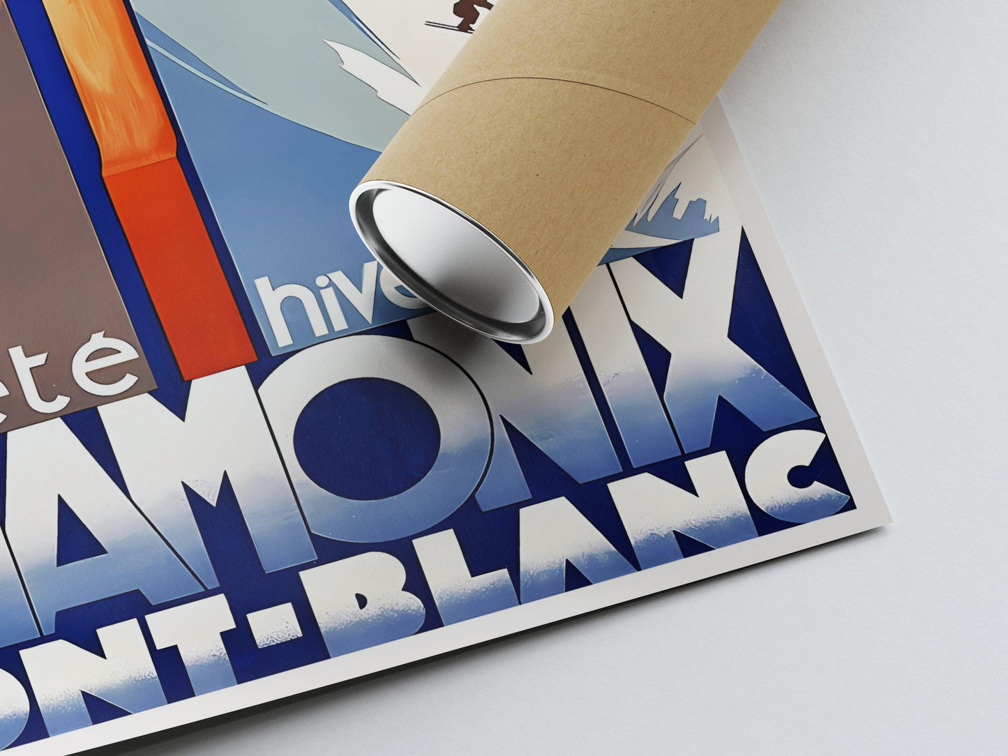 Affiche ski vintage "Chamonix Eté - Hiver" - Haute Définition - papier mat 230gr/m²