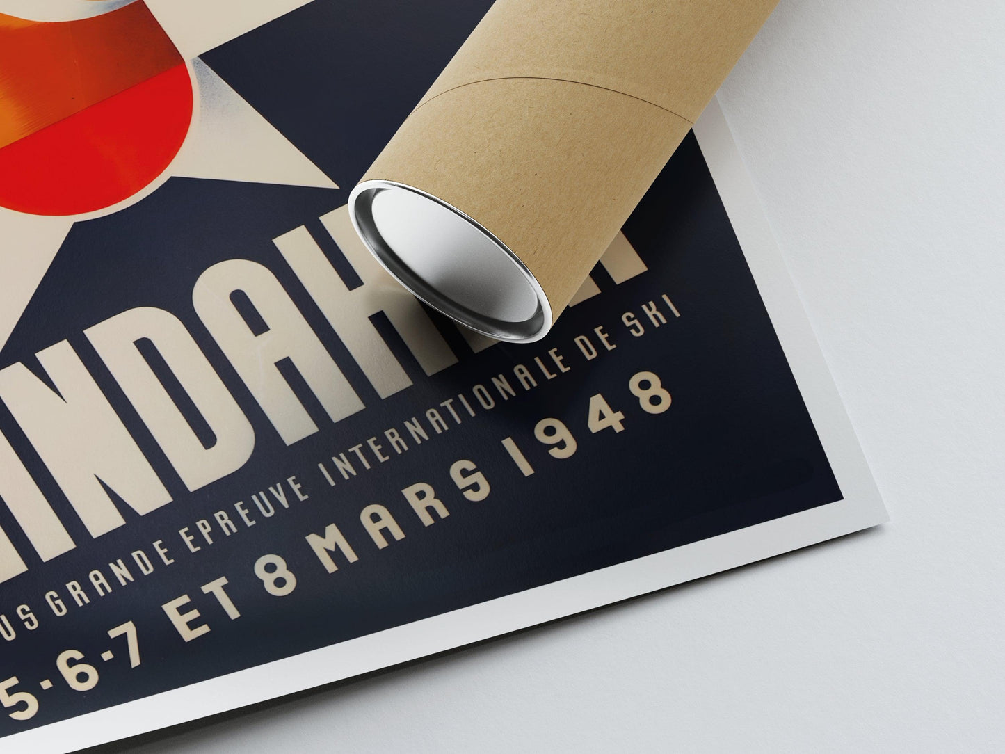 Affiche ski vintage "Chamonix - Kandahar 1948" - Haute Définition - papier mat 230gr/m²