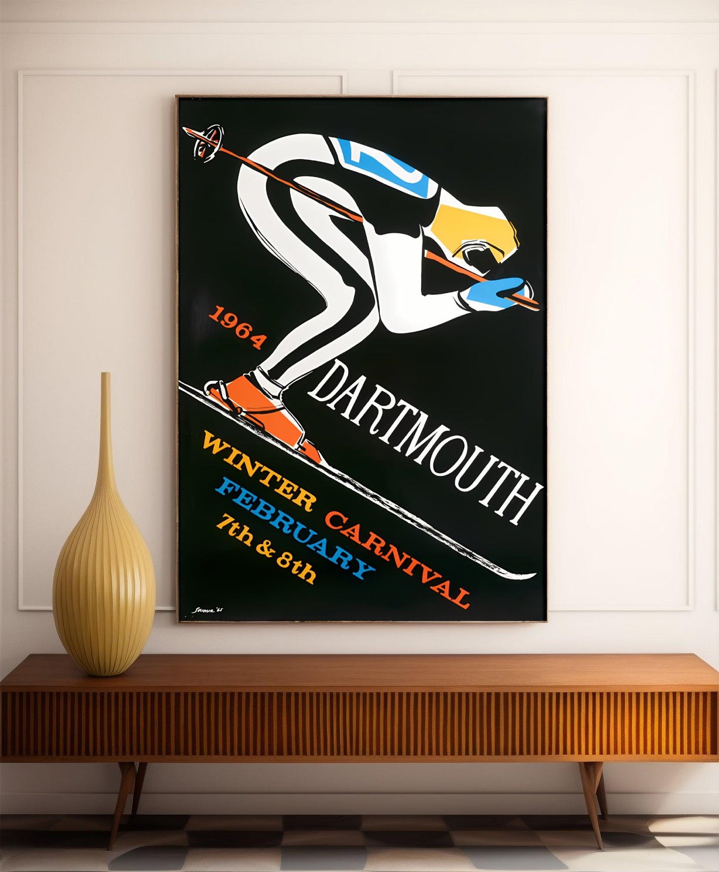 Affiche ski vintage "Dartmouth Carnaval 1964" - Haute Définition - papier mat 230gr/m²