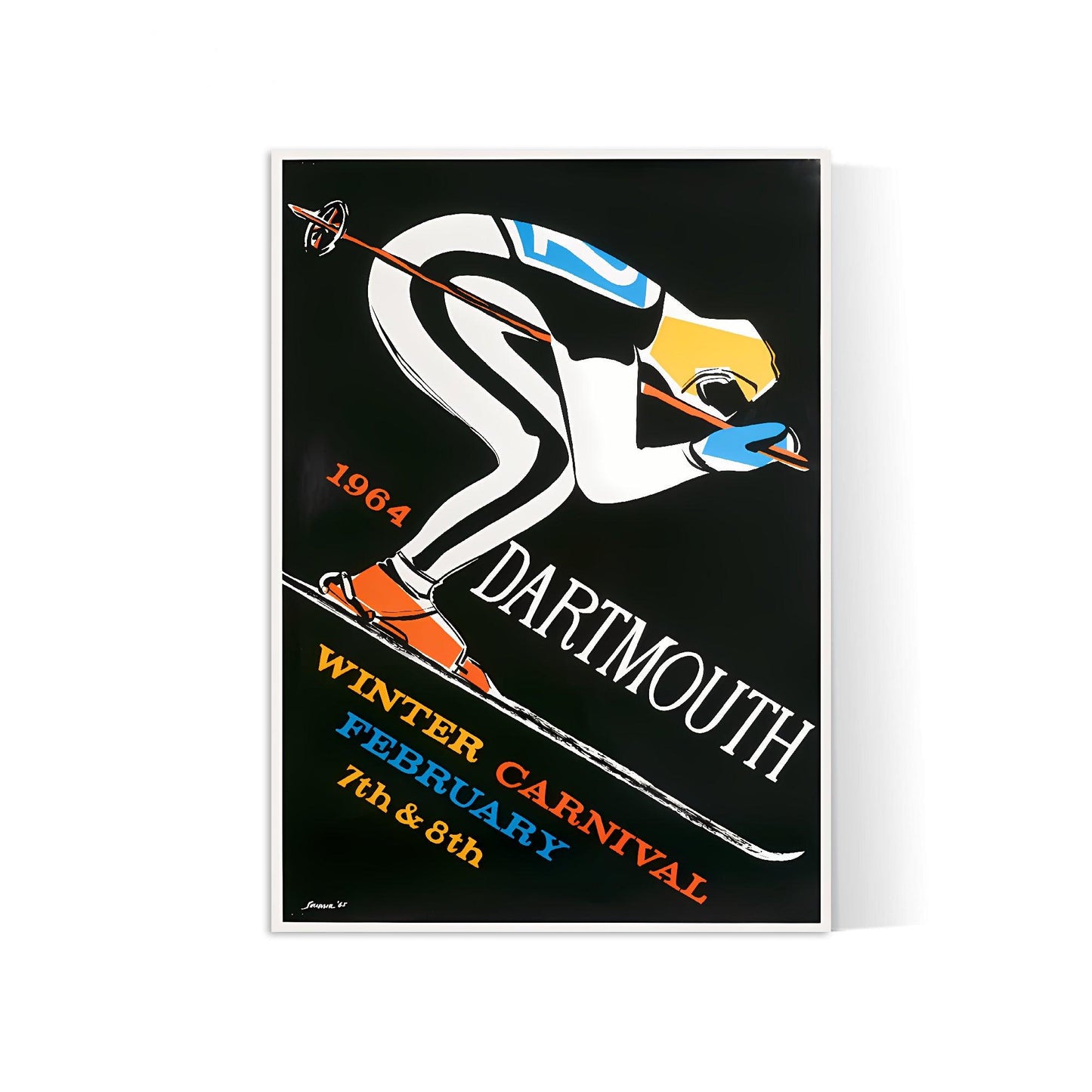 Affiche ski vintage "Dartmouth Carnaval 1964" - Haute Définition - papier mat 230gr/m²