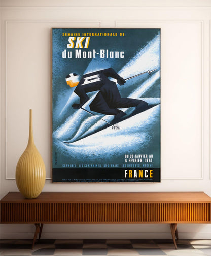 Affiche ski vintage "Mont Blanc" - Lancaster - Haute Définition - papier mat 230gr/m²