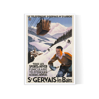 Affiche ski vintage "Téléférique - St Gervais les Bains - Broders - Haute Définition - papier mat 230gr/m²