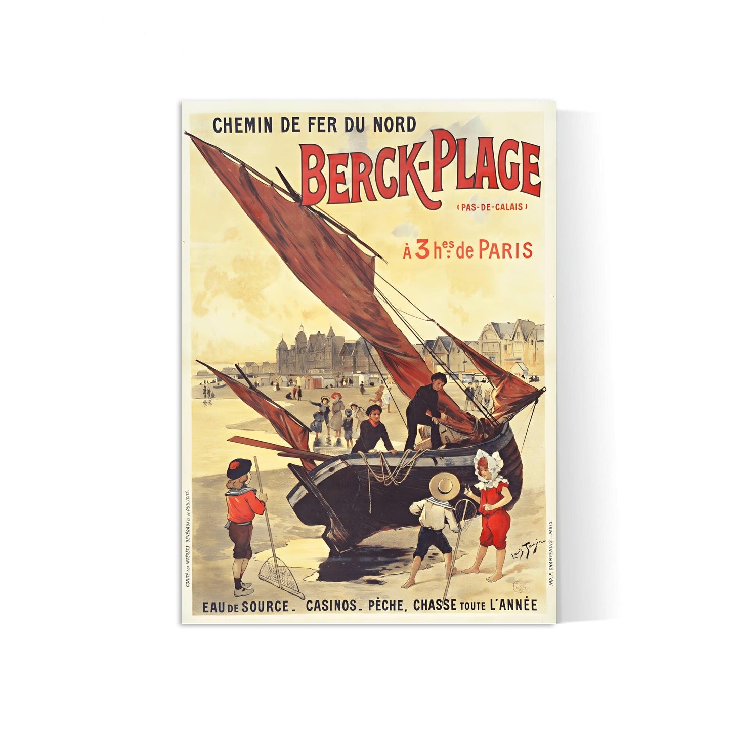 Affiche ville vintage "Berck Plage" - Haute Définition - papier mat 230gr/m²