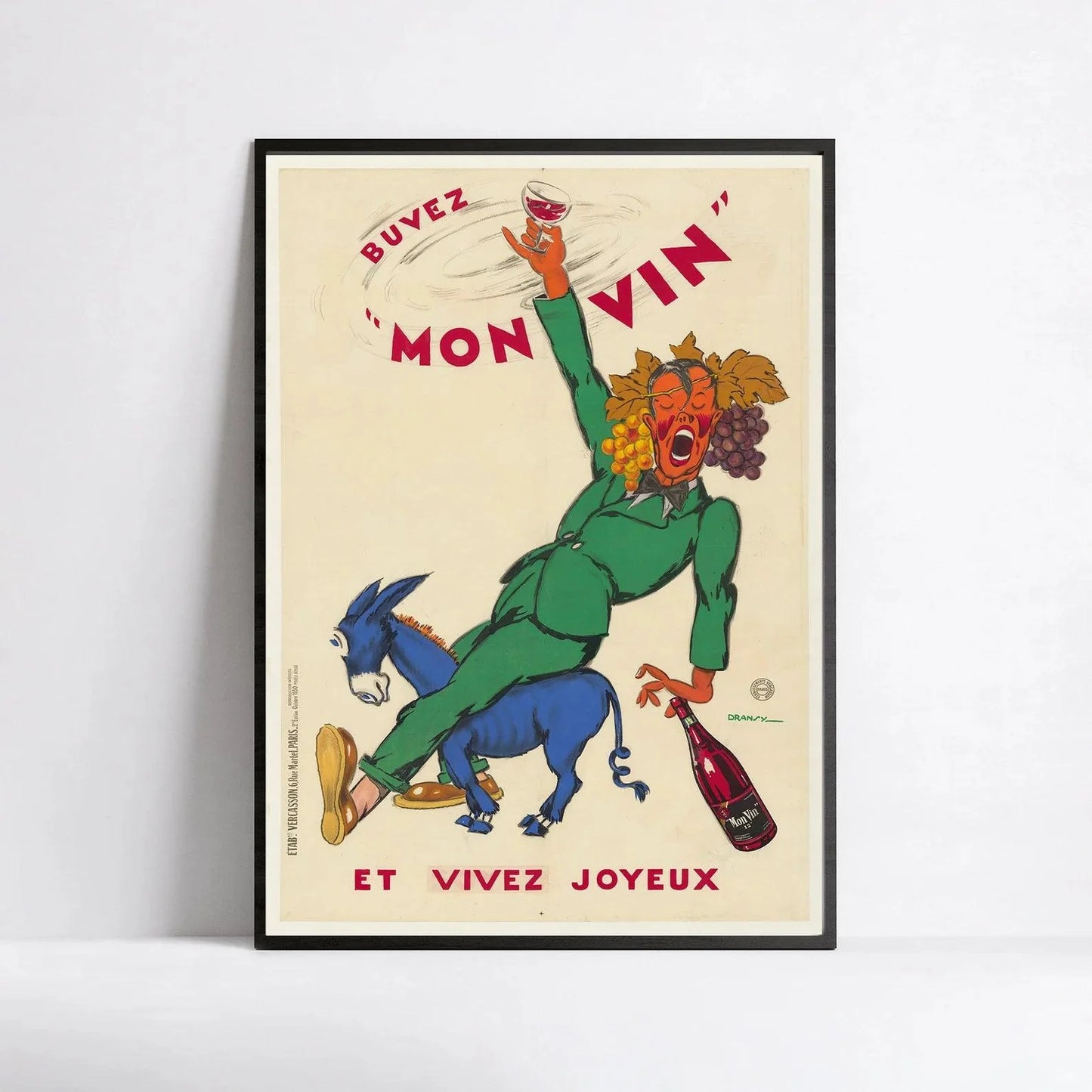 Affiche vintage "BUVEZ MON VIN ET VIVEZ JOYEUX" - Jules Isnard Dransy  - Haute Définition - papier mat 230gr/m²