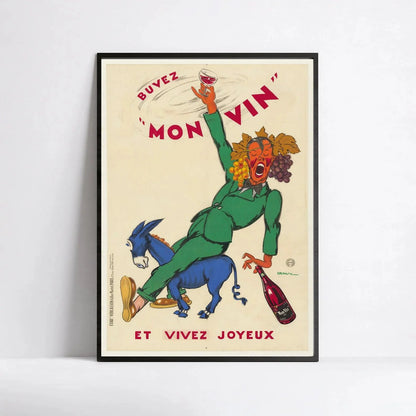 Affiche vintage "BUVEZ MON VIN ET VIVEZ JOYEUX" - Jules Isnard Dransy  - Haute Définition - papier mat 230gr/m²