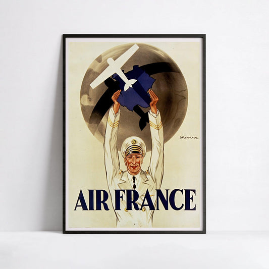 Affiche Vintage "Première Affiche Publicitaire Air France" - Dransy - Haute Définition - papier mat 230gr/m2