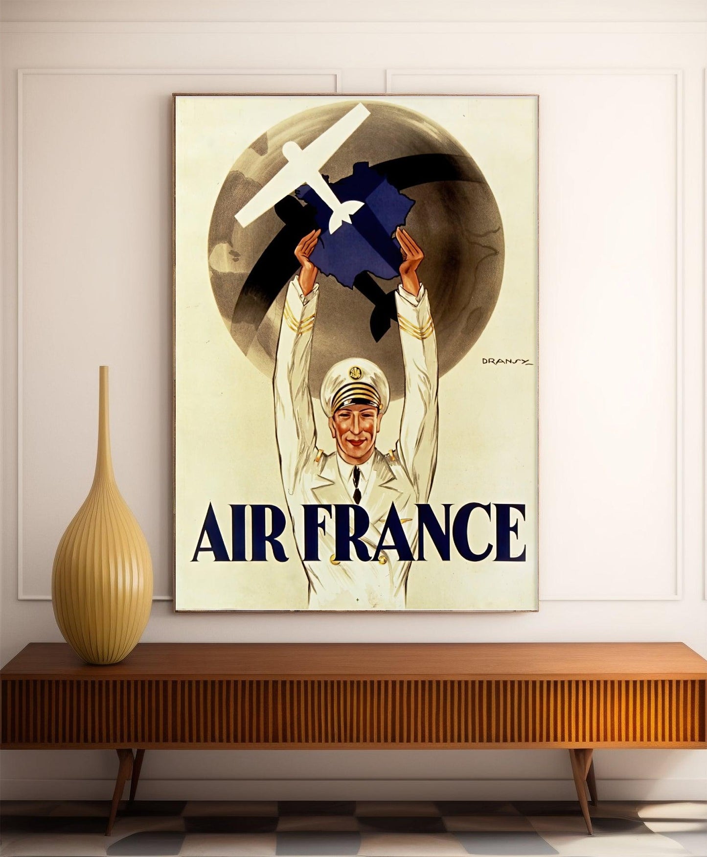 Affiche Vintage "Première Affiche Publicitaire Air France" - Dransy - Haute Définition - papier mat 230gr/m2