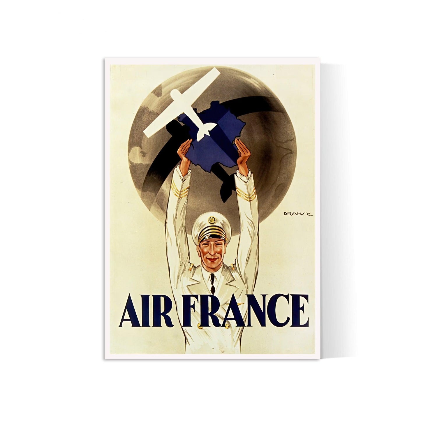 Affiche Vintage "Première Affiche Publicitaire Air France" - Dransy - Haute Définition - papier mat 230gr/m2