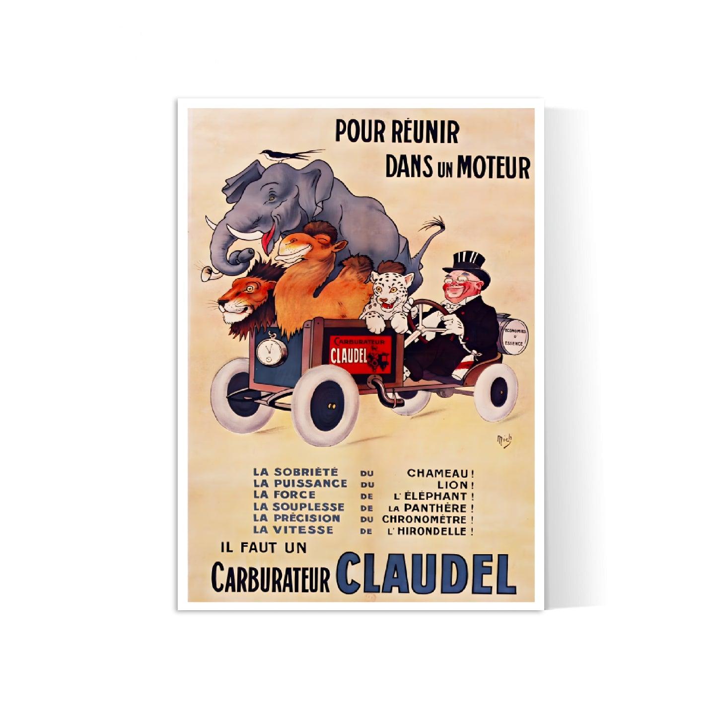 Affiche voiture vintage "Carburateur Claudel" - Mich - Haute Définition - papier mat 230gr/m²