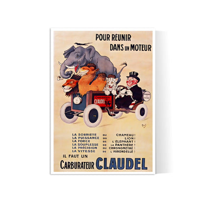 Affiche voiture vintage "Carburateur Claudel" - Mich - Haute Définition - papier mat 230gr/m²