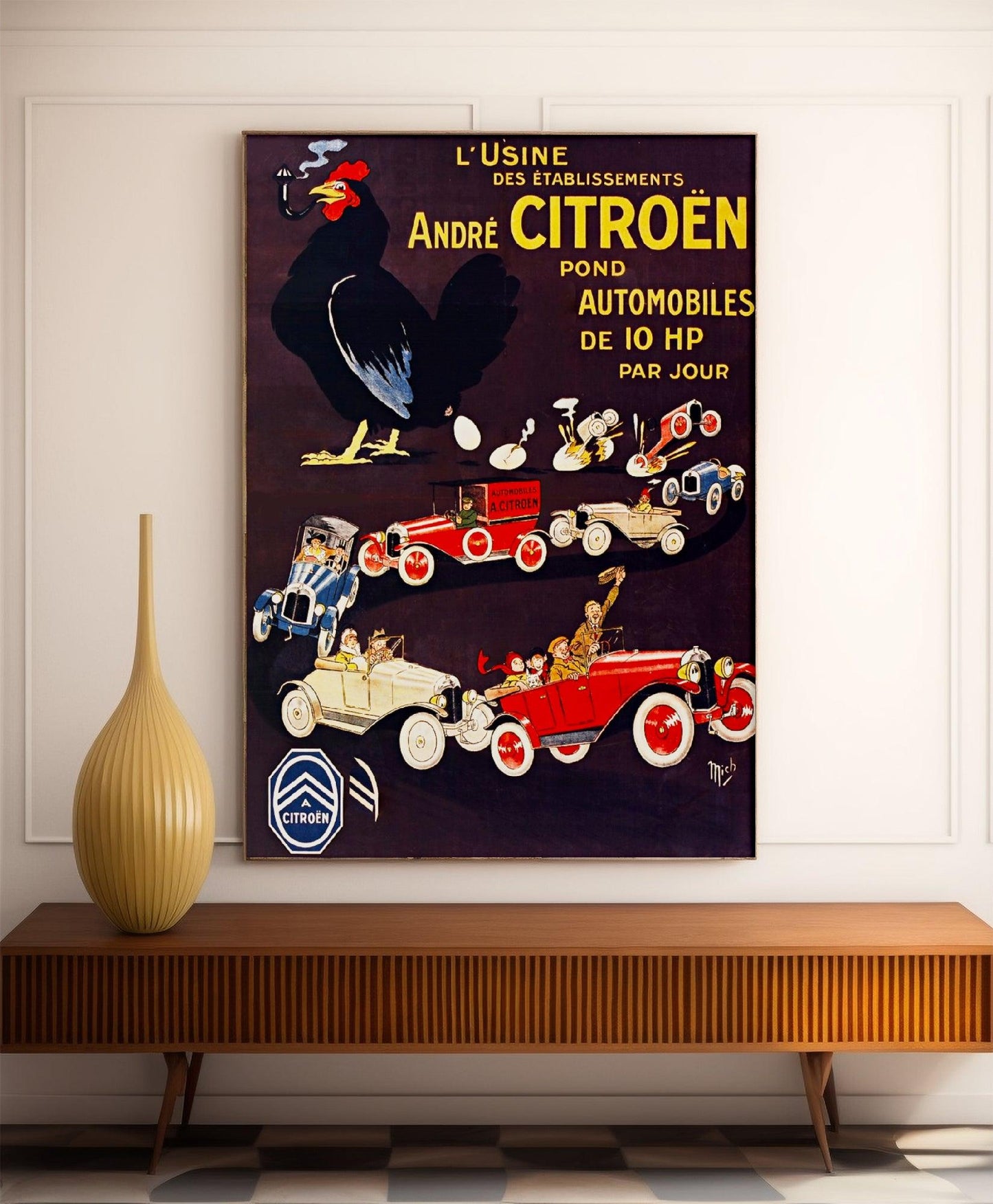 Affiche voiture vintage "Usine Citroën" - Mich - Haute Définition - papier mat 230gr/m²
