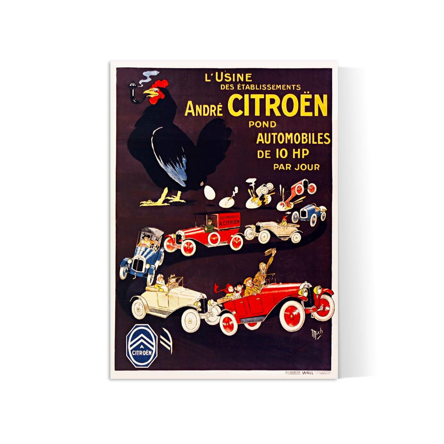 Affiche voiture vintage "Usine Citroën" - Mich - Haute Définition - papier mat 230gr/m²