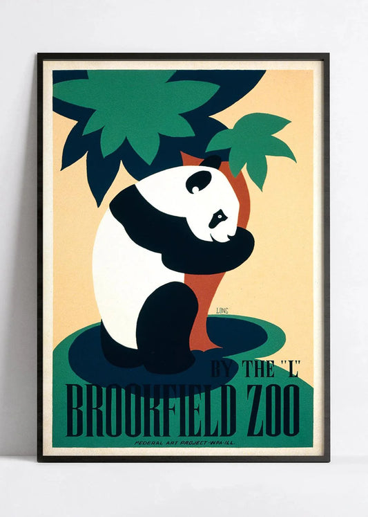 Affiche voyage "Brookfield Zoo - Panda" - vintage - Haute Définition - papier mat 230gr/m²