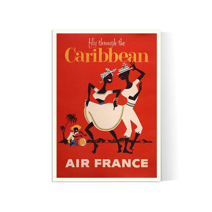 Affiche voyage vintage "Caribbean" - Air France - Haute Définition - papier mat 230gr/m²