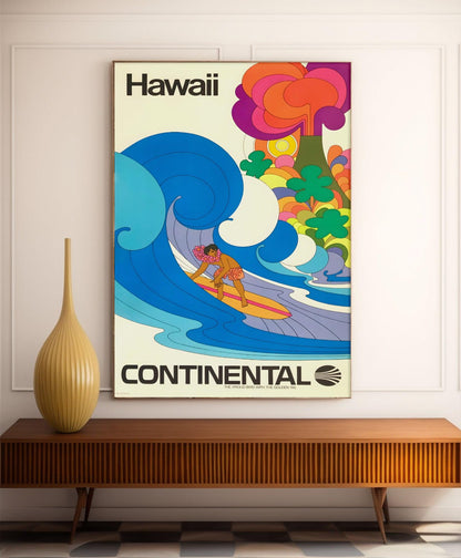 Affiche voyage vintage "Hawaii" - Continental - Haute Définition - papier mat 230gr/m²