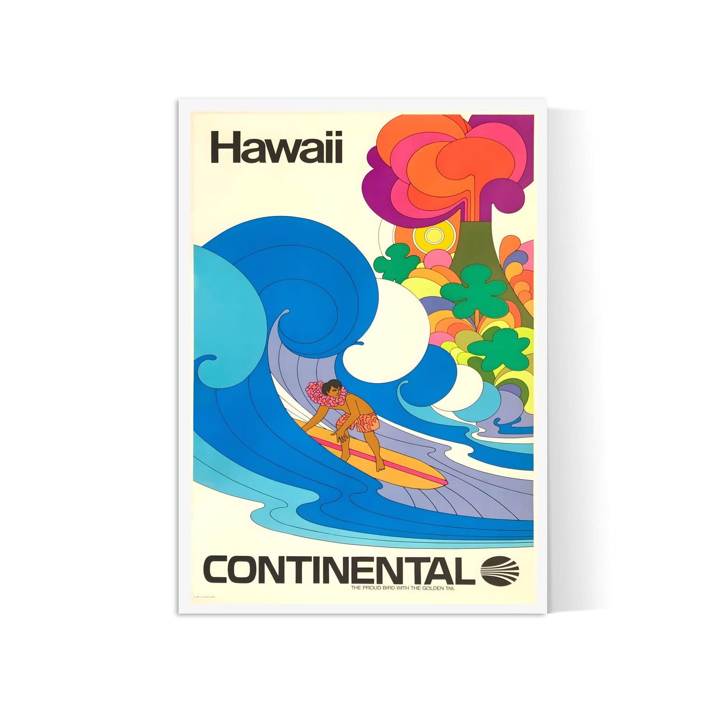 Affiche voyage vintage "Hawaii" - Continental - Haute Définition - papier mat 230gr/m²