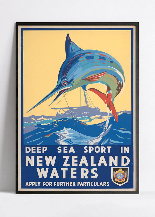 Affiche Vintage – "Deep Sea Sport in New Zealand Waters"