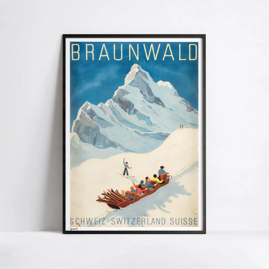 Affiche Ski vintage "Braunwald Suisse" - Alex Walter Diggelmann - Haute Définition - papier mat 230gr/m²