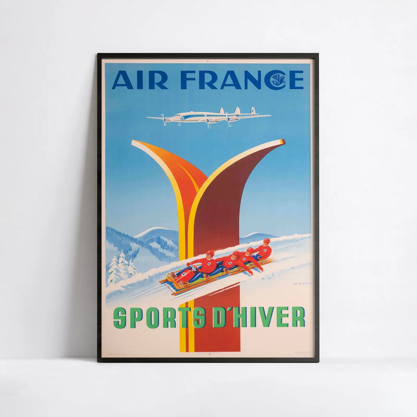 Affiche Air France "Sports d'Hiver" - Alexis Kow - Haute Définition - papier mat 230gr/m²