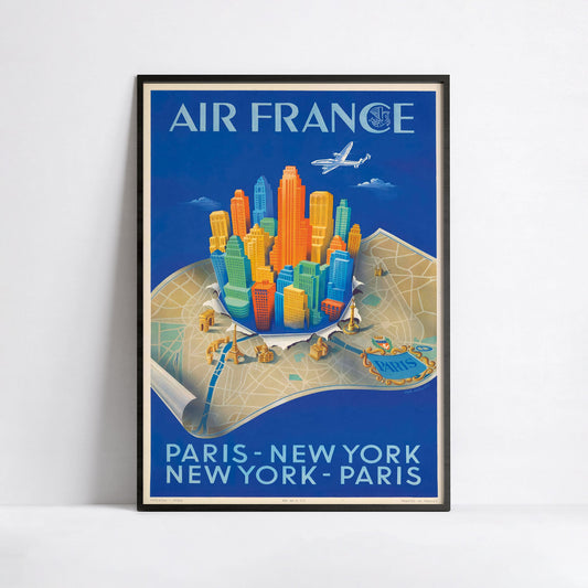 Affiche  Paris New York- Air France-Alphonse Dehedin- Haute Définition - papier mat 230gr/m²