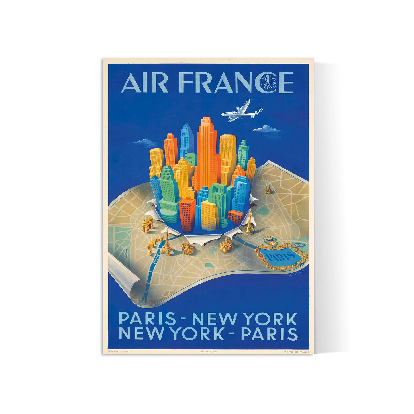 Affiche  Paris New York- Air France-Alphonse Dehedin- Haute Définition - papier mat 230gr/m²