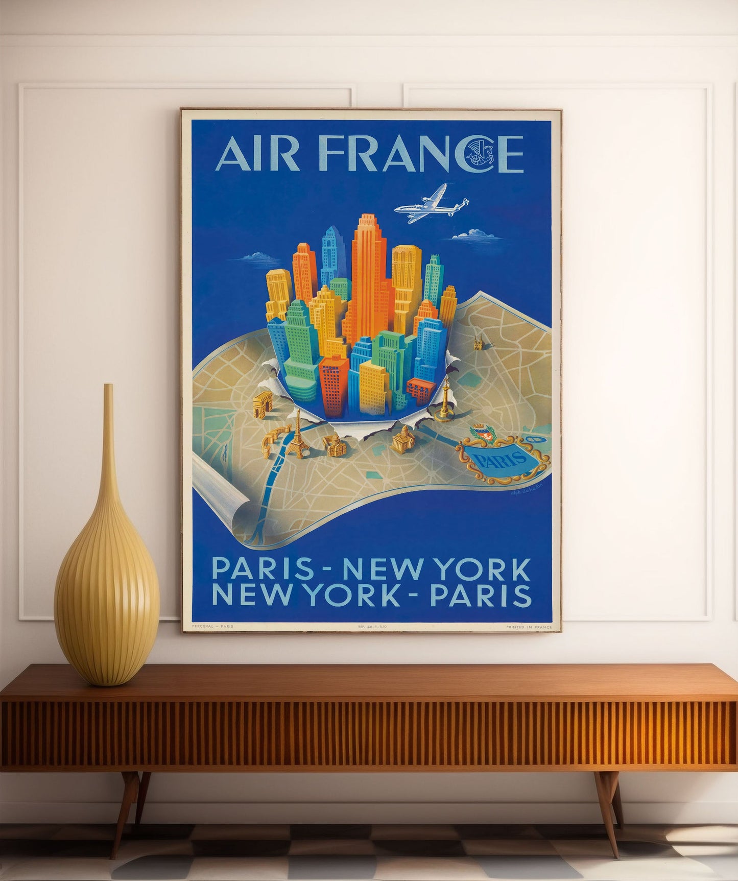 Affiche  Paris New York- Air France-Alphonse Dehedin- Haute Définition - papier mat 230gr/m²