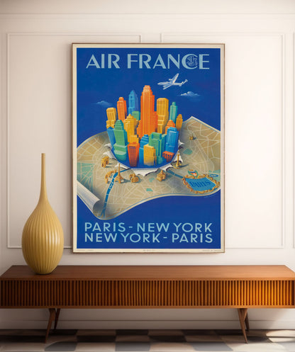 Affiche  Paris New York- Air France-Alphonse Dehedin- Haute Définition - papier mat 230gr/m²
