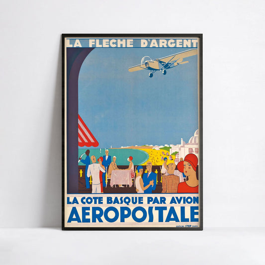 Affiche   La Côte Basque par Avion - La Flèche d’Argent- Anonyme-Haute Définition - papier mat 230gr/m²