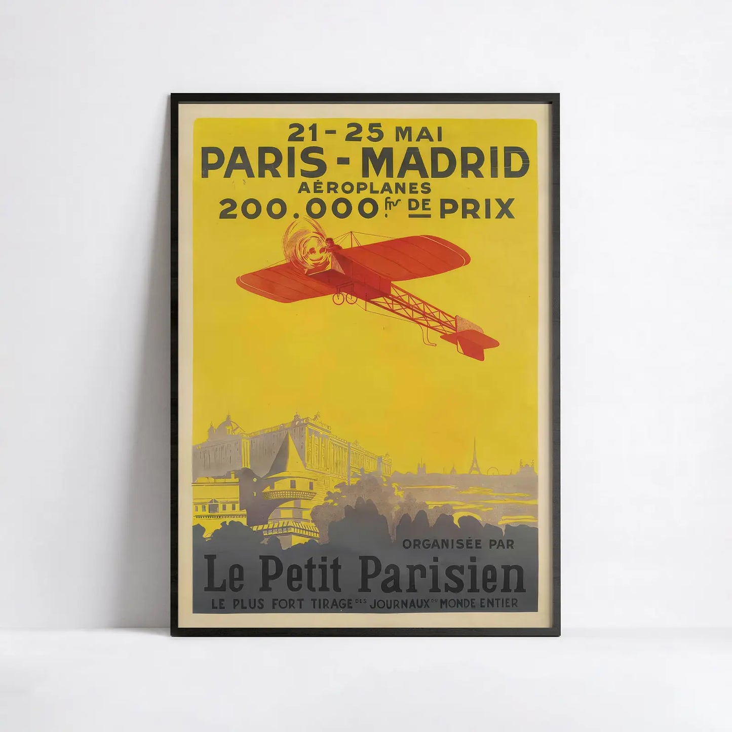 Affiche Aviation vintage "Paris-Madrid Le Petit Parisien" - Haute Définition - papier mat 230gr/m²