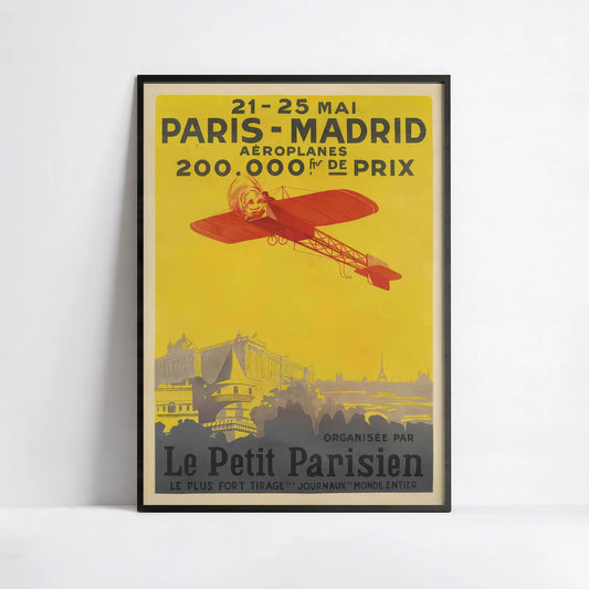 Affiche Aviation vintage "Paris-Madrid Le Petit Parisien" - Haute Définition - papier mat 230gr/m²