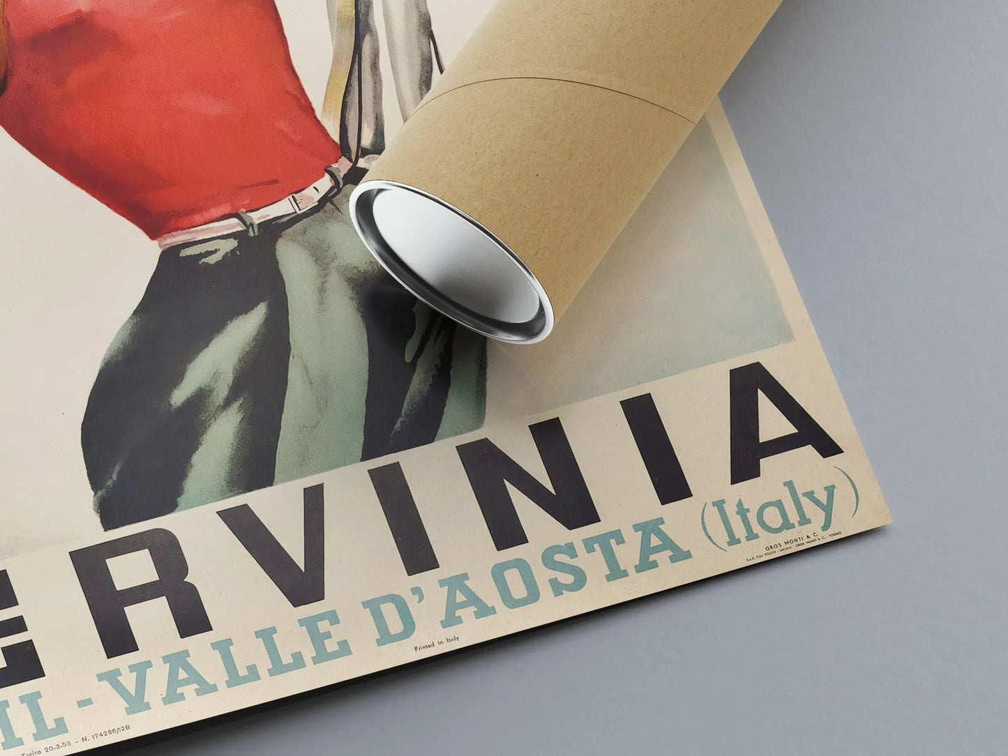 Affiche Ski vintage "Cervinia" - Arnaldo Musati - Haute Définition - papier mat 230gr/m²