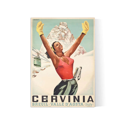 Affiche Ski vintage "Cervinia" - Arnaldo Musati - Haute Définition - papier mat 230gr/m²