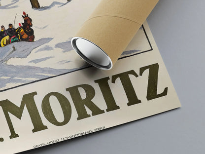 Affiche Ski vintage "St. Moritz" - Emil Cardinaux - Haute Définition - papier mat 230gr/m²