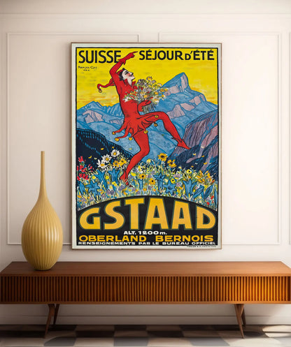 Affiche Ski vintage "Gstaad" - François Gos - Haute Définition - papier mat 230gr/m²