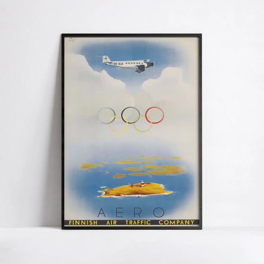 Affiche Aviation vintage "aero Finnish Airs" - Jorma Suhonen - Haute Définition - papier mat 230gr/m²