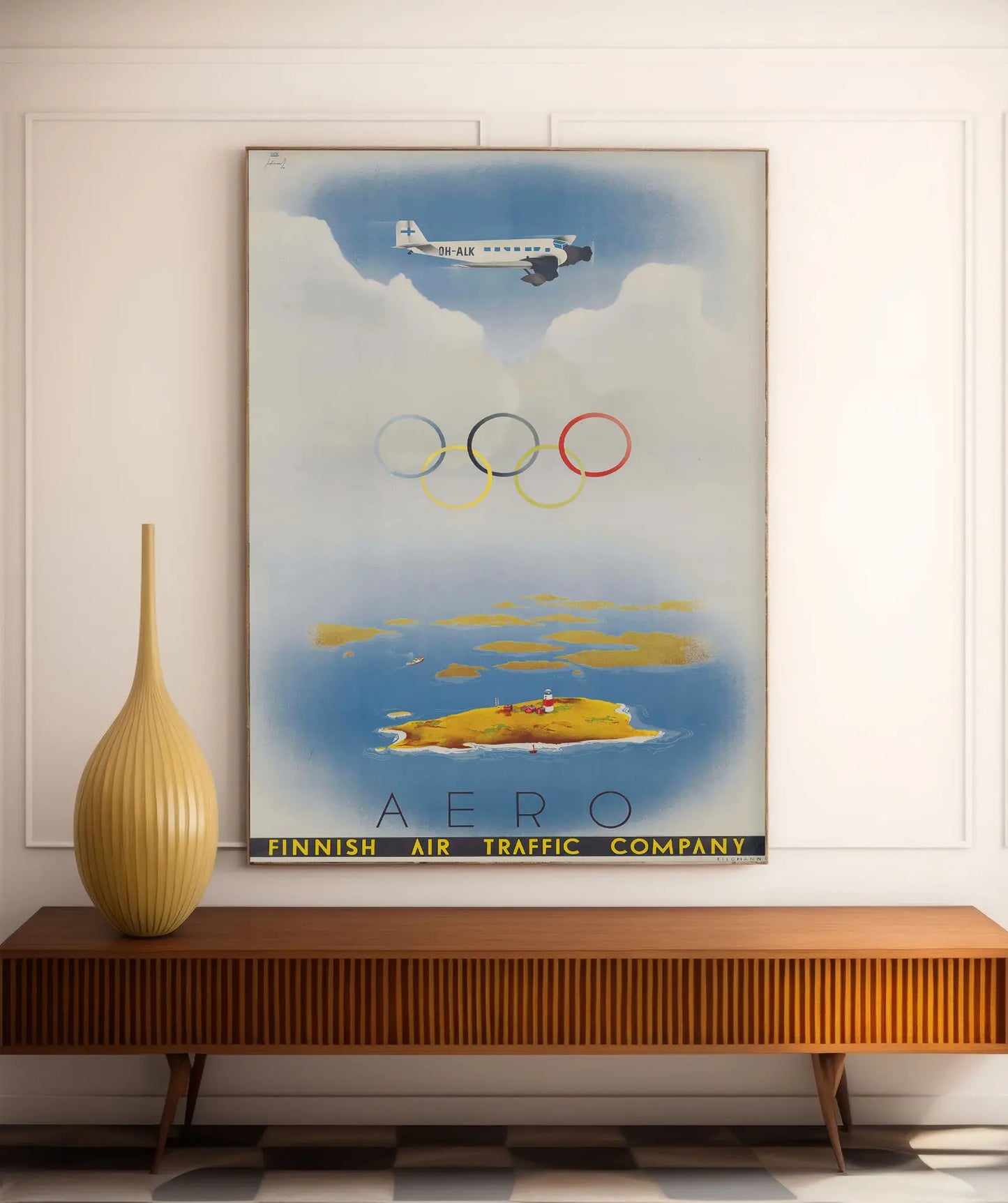 Affiche Aviation vintage "aero Finnish Airs" - Jorma Suhonen - Haute Définition - papier mat 230gr/m²