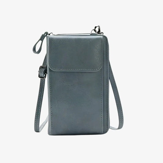 Pochette bandoulière de téléphone en cuir bleu