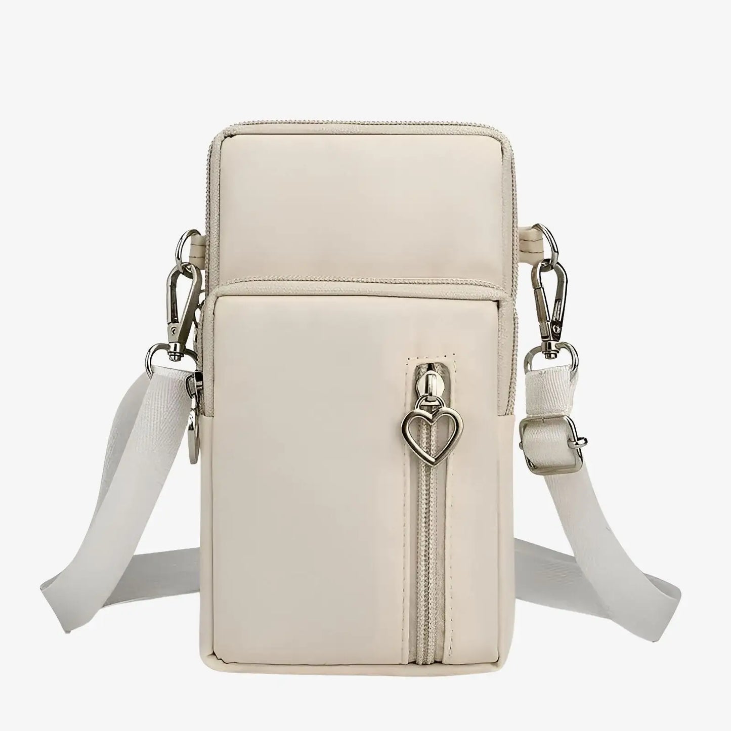 Sacoche porte téléphone bandoulière en toile canvas blanc