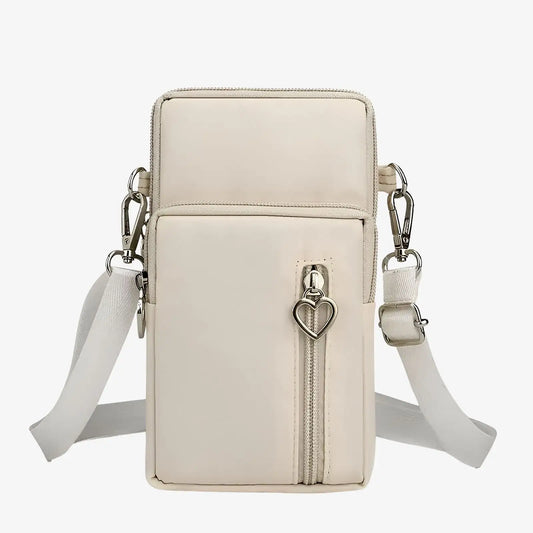 Sacoche porte téléphone bandoulière en toile canvas blanc