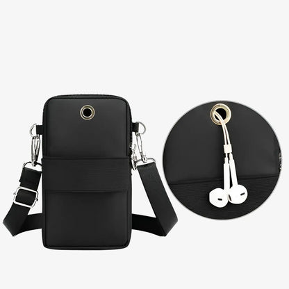 Sacoche porte téléphone bandoulière en toile canvas noir